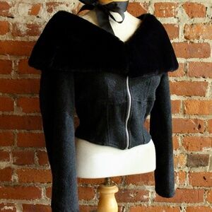 Vintage Corset Top Wool Coat, S/XS
